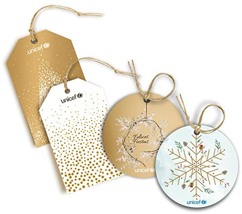 UNICEF - Packung mit 16 Geschenkanhängern, Gold