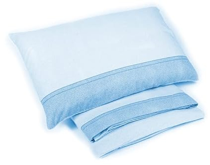 Set Lenzuola in Flanella Completo Letto Matrimoniale MADE IN ITALY (2P, Azzurro)