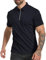 MLANM Men's Short Sleeve Polo Shirts 1/4 Zip Quick Dry Golf Polo Shirt Summer Outdoor Lightweight Short Sleeved Shirts, Navy Blue S