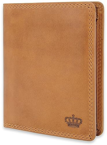 Baur Herren Geldbörse Echtes Leder | Geldbeutel mit RFID Schutz | Großes Portemonnaie Hochformat | Geldtasche mit Münzfach | Wallet (Hochformat mit Druckknopf innen, Camel)