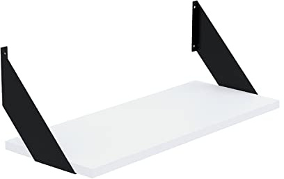 AKKE Wandregal - Hängeregal mit 18 mm Möbelplatte und Metallhalterungen - Wandablage für Moderne Wohnräume, Bücher, Pflanzen und Deko - Loft Flat 80 cm x 20 cm Weiß