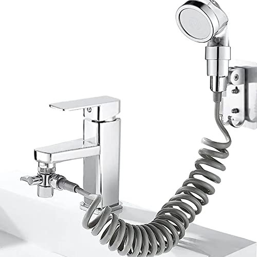 Kit de douche pour lavabo avec raccord universel de douche de bidet de salle de bain et évier de cuisine, pommeau de douche utilisable pour fruits et légumes, lavage de cheveux et animaux domestiques
