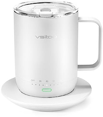 vsitoo S3pro Tasse intelligente à contrôle de la température avec couvercle, tasse à café auto-chauffante, 414 ml, autonomie de la batterie de 90 minutes – Tasse à café chauffante contrôlée par