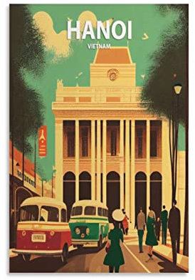 ONOTIO Hanoi Vietnam Vintage Reiseposter Baum 20 x 30 cm Wandkunst Bild Kunstdruck Leinwand Kunst Poster Modern Familie Schlafzimmer Dekor Poster