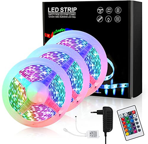 Sonnewelt LED Strip 30M,RGB SMD 5050 LED Streifen Selbstklebend,Farbwechsel Led Band mit Fernbedienung rgb LED lichterketteLeiste für die Beleuchtung von Haus,Party,Küche,TV Hintergrundbeleuchtung
