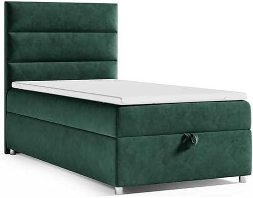 Best For Home Boxspringbett Trinity k-4 mit 7-Zonen Bonell-Federkernmatratze | Boxspringbett 100x200 | Boxsprintbett mit Matratze Und Stauraum | Polsterbett 100x200 - Lieferung bis Bordsteinkante