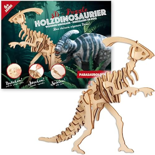 3D Dinosaurier Puzzle * Parasaurolophus * aus Holz als Mitgebsel oder Geschenk für Kinder | Kreatives Basteln und Spielen | Kindergeburtstag Party, Edition: Parasaurolophus