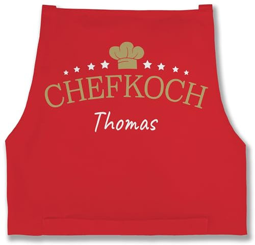 Schürze - Kochschürze Herren Männer - Chefkoch mit Name I Geschenk für Koch - 85x69 - Rot - gifts for grandparents schürzen küche kochen chef männerschürzen kochschuerze männerschürze