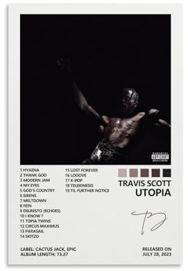 MOOWI Travis Poster, Scott Utopia, Albumcover-Poster für Schlafzimmer, ästhetische Leinwandkunst, Wanddekoration, 20 x 30 cm