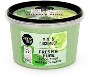 Organic Shop 250ml Body Scrub Fresh & Pure Exfoliating Mint & Cucumber