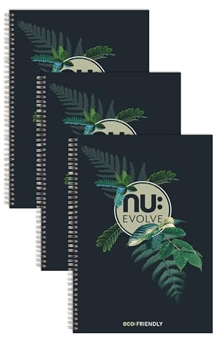 nu: Notebooks – Evolve Range – recyceltes Notizbuch – A4-Notizbuch – Spiralbindung – Schreibwaren-Notizbücher – professioneller Notizblock – 120 Seiten – Multipack mit 3 Stück