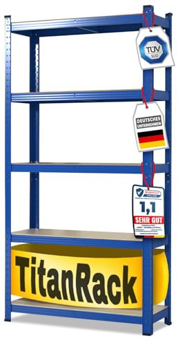 KARAT Schwerlastregale für Garage, Keller, Werkstatt - Steckregal - Weitspannregal - Lagerregal - Kellerregal - Eckregal - Reifenregal - Gitterregal (Blau, 180 x 90 x 60 cm)