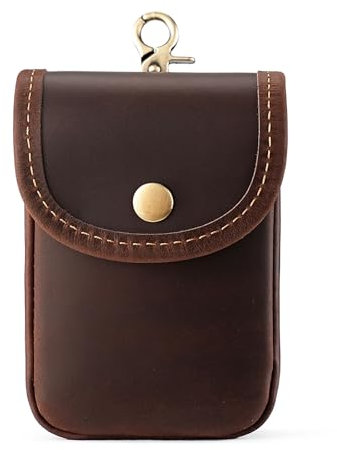 aolaso Leder Double Deck Spielkartenetui Passt Poker und Bridge Größe Karten, Durable Leder EDC Gürteltasche für Herren