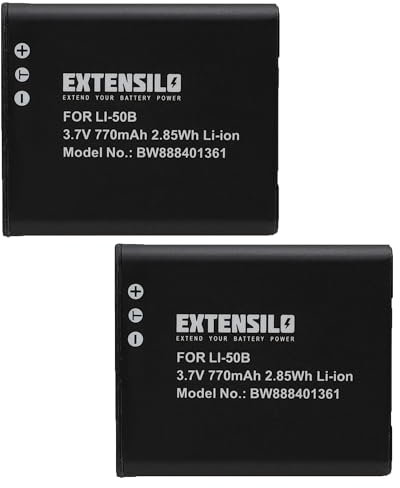 EXTENSILO 2x batteria sostituisce Olympus Li-50B per fotocamera (770mAh, 3,7V, Li-Ion)
