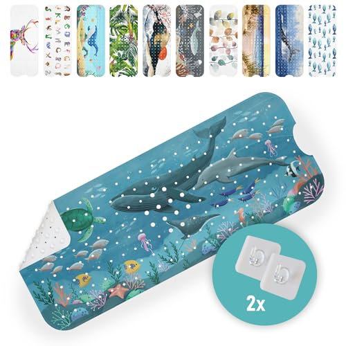 arteneur® - Badewannenmatte 100x40 cm Unterwasser | Badematte rutschfest | Inkl. Aufhängung | Schimmelresistent | Maschinenwaschbar | BPA frei | Antirutschmatte Badewanne & Badewannenmatte Kinder