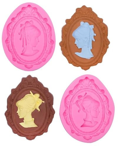 Fondant Formen 2 Stück Europäischer Klassischer Mädchen-Fotorahmen Spiegelrahmen Silikonform Weiche Keramik-Ton-Fondant-Kuchenform