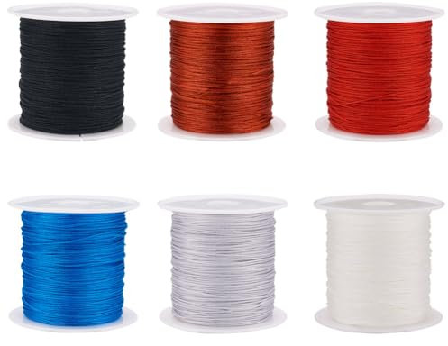 Cheriswelry 6 Rolls 0.6mm Nylon Beading String Mixed Color Chinese Knot Cord Jewelry Beading Thread Cord for Macrame Bracelet Jewelry Making