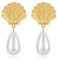 LILIE&WHITE Gold Shell Pearl Drop Earrings, Hypoallergenic & Tarnish-Resistant, 14K Gold Jewellery with Elegant Teardrop Pearls, Gift for Women on Birthdays, Anniversaries, and Special Occasions