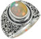 JEWELSTREZORO Opal Edelstein Bandring 925 Sterling Silber Ring Herren & Damen Bandring Geschenkartikel Handgefertigter Schmuck TSR1220BE_25 (71 (22.6))