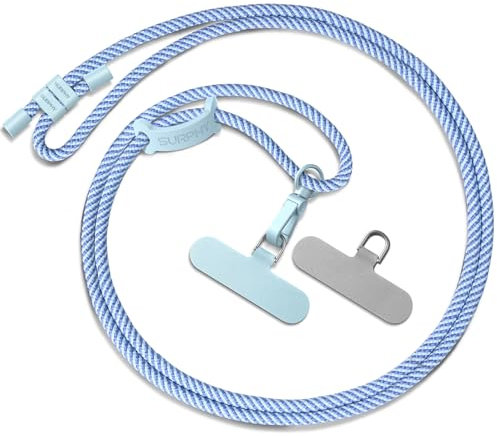 SURPHY Cuerda para Móvil, Cordón de Correa Colgante con 2 Parches Duraderos, Correas Ajustable para Cuello, Cadena Multifuncional Compatible con la Mayoría Fundas, Azul Oscuro y Azul Claro