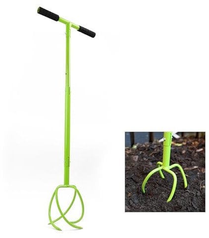DIVCHI Motoculteur manuel à main avec une grande griffe amovible, outil de griffe de jardin à long manche, aérateur de pelouse pour jardinier et bac à plantes (Cultivateur)