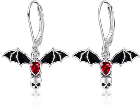 VENACOLY Fledermaus Ohrringe 925 Sterling Silber Totenkopf Ohrringe Goth Halloween Ohrringe Schmuck Geschenke für Frauen