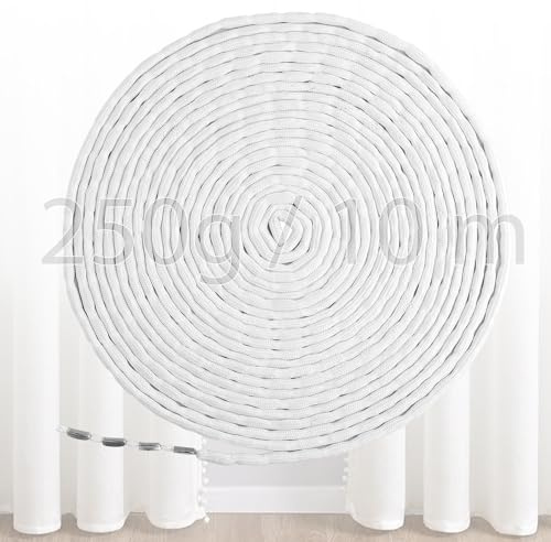 JETOP 250g Bleiband für Gardinen Schwer 10m Meter Schneidbar Bleiband 25g/m | Vorhang Beschwerer Outdoor Glatte Aufhängung Bleikette Gardinenbeschwerer für Moskitonetz Vorhänge Stoffe (weiß)