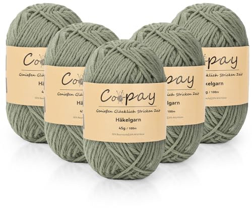 Coopay Laine pour crochet, 225 g (5 x 45 g) de fil à crochet doux, 5 pelotes de laine Faiding pour tricot, laine bébé pour crochet pour débutants, super douce pour projet de crochet et de tricot
