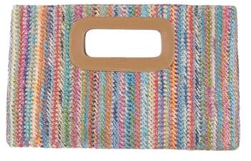 Xshelley Sac à main chic en paille pour femme avec chaîne dorée, sac à main tissé en raphia, coloré, cm