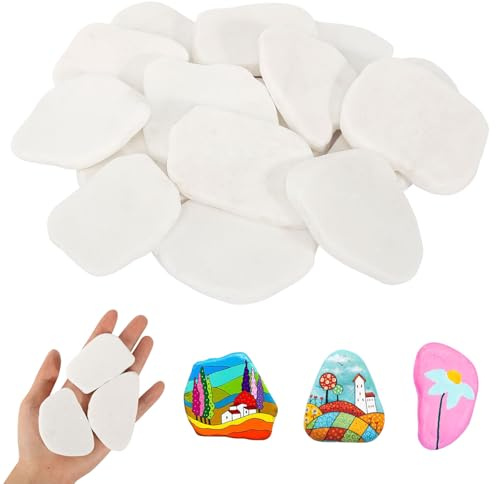 KUHAWL 15 Stücke Steine zum Bemalen, 5-8 cm gemalter Kieselsteine Glatte | Kieselsteine zum Bemalen Strand Kiesel, Kies Dekosteine Naturstein DIY Aquarium Steine für Bunte Malerei Dekoration