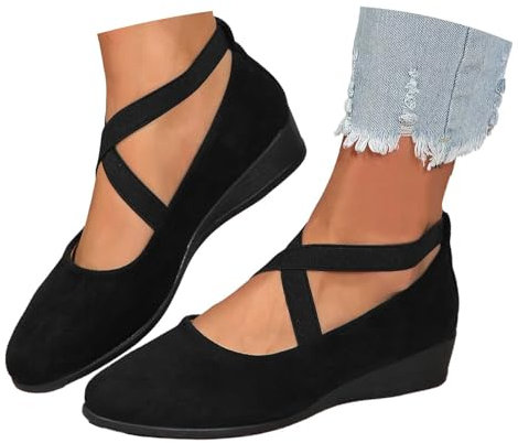 Dirndl Schuhe, Ballerina Schuhe Damen Sportlich Elegant Weich Ballerinas Sommerschuhe Klassische Runde Zehe Loafer Bequem Slip on Flache Tanzschuhe Sommer Komfort Strick Kleid