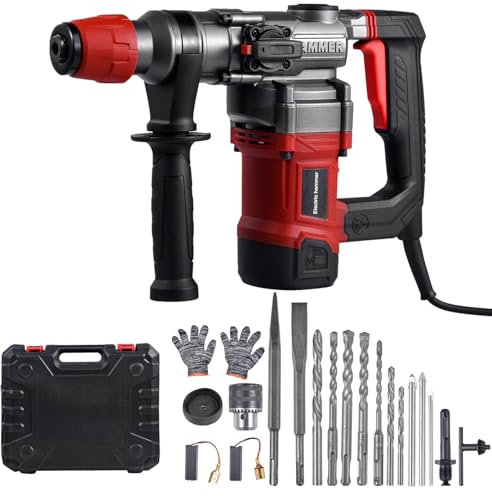 Martillo de demolición, taladro de martillo rotativo,Taladro de energía eléctrica de 2000W para concreto con embrague de seguridad, control de vibración - Herramientas de eliminación de mosaicos multi