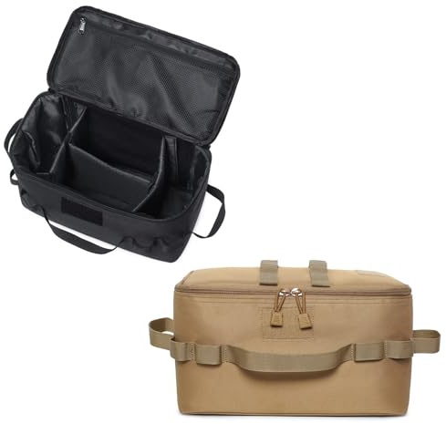 Hosoncovy Outdoor Camping Gas Tank Storage Bag, Cooking Utensils Cookware Gadgets Bag, Grill Carry Bag Organizer for Travel Picnic Barbecue (Khaki)