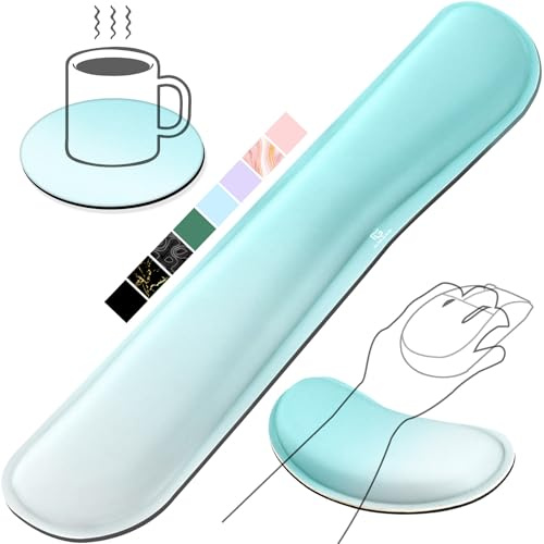 Gimars Upgrade Enlarge Silky Memory Foam Wrist Rest for Computer Keyboard, Mouse, 3 PCS Ergonomic Keyboard Wrist Rest for Typing Pain Relief, Mouse Pad Wrist Support for Office Gaming, Blue Gradient
