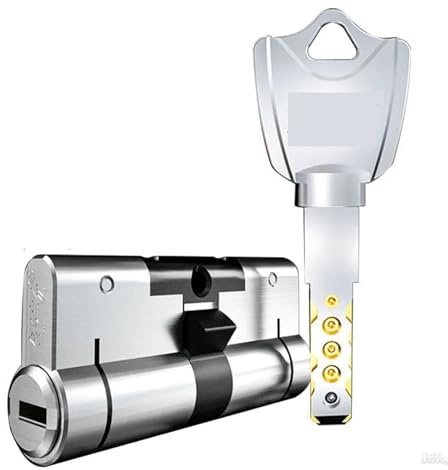 1 cylindre de serrure en laiton standard européen - Une seule clé ouvre toutes les serrures de portes extérieures for une sécurité renforcée(1 cylinder 10 key 90=35+55)