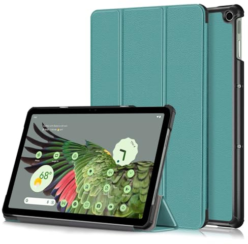 Case for 11-inch Google Pixel Tablet 2023 Release, Adjustable Viewing Angle Protective Trifold Stand Slim Cover with Pencil Holder Compatible with Charging Speaker Dock (Dark green)