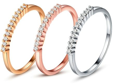 Tolldek Diamantring Rose Gold Au750 18K, Freundschaftsringe mit Diamant Rundschliff Klassiker Form, Verlobungsring 750 Gold Echtgold Schmuck, Gr.58 (18.5)