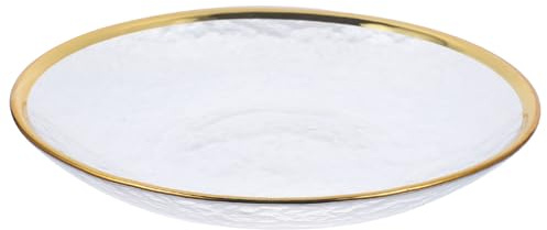 BESTOMZ Plato de Blanco Borde Dorado Estilo Japonés Resistente al Calor y Fácil de Limpiar Adecuado para Servir Ensaladas y Aperitivos al Recibir Invitados