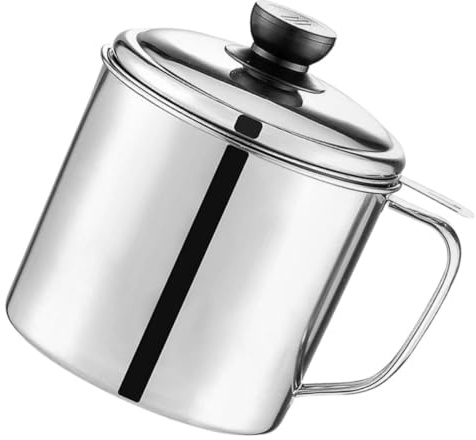 Holibanna Pot Filtrant en Cuve Inox Huile d Olive de 1 L avec Filtre Fin en Acier Inoxydable pour Stockage et Cuisson à Domicile avec Grosse Capacité et Design Élégant