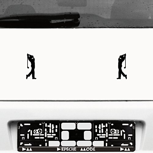 2 Aufkleber schwarz 10cm Links + rechts Golf Golfer Golfspieler Tattoo die Cut Auto Heck Deko Folie