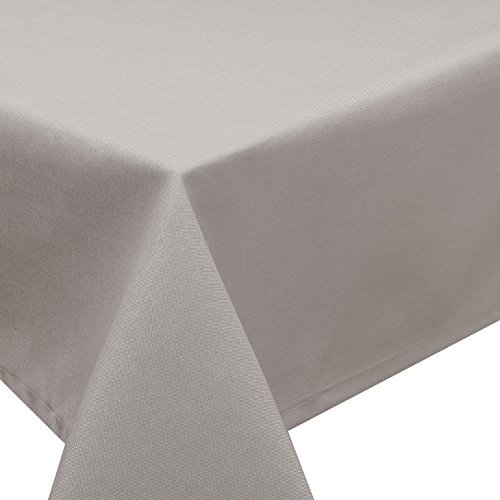 Tischdecke Fleckschutz Lotus Effekt Garten LEINEN Optik bügelfrei abwaschbar Uni Farbe Hellgrau Größe oval 130x220 cm