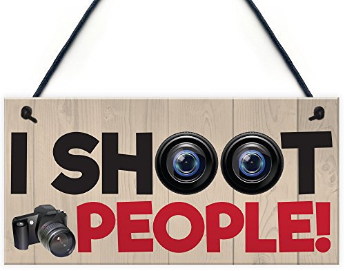 RED OCEAN I Shoot People Funny Photography Camera Sign Hanging Plaque Photographers Gift