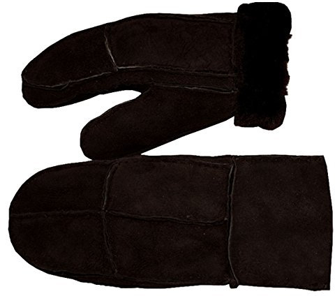 Sonia Originelli Fausthandschuhe Leder Schaf Lammfell Patchwork Fäustlinge Farbe Braun, Größe L