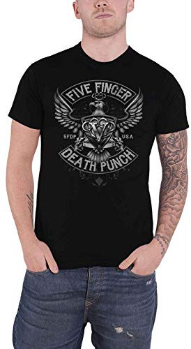 Five Finger Death Punch Herren Howe Eagle Crest T-Shirt, Schwarz (Black Black), X-Large