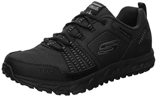Skechers Herren Escape Plan Sneaker, Black Black Leather Mesh Trim Bbk, 45.5 EU