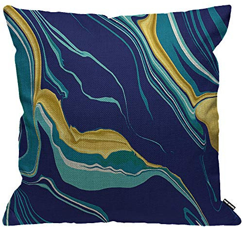 HGOD DESIGNS Kissenbezug Marmor Textur Gelb Blau Grün Golden Fluid Marmor Hipster Tinte Luxus Elegant Kissenhülle Haus Dekorativ Für Jungen/Mädchen Wohnzimmer Schlafzimmer Sofa Kissenbezüge 45X45cm