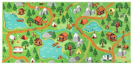 Carpet Studio Teppich Kinderzimmer 95x200cm, Kinderteppich, Spielteppich Straße Jungen & Mädchen, Teppiche für Babyzimmer, Schlafzimmer & Spielzimmer, Antirutsch, 30°C waschbar - Hiking