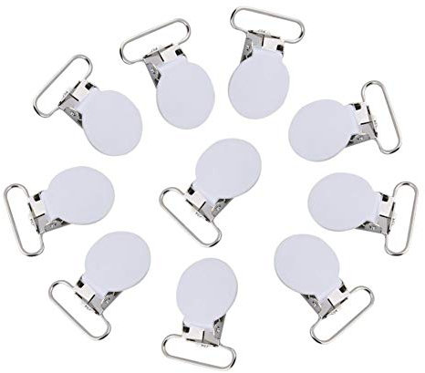 Aestm 10 clips para chupete, clips para chupete, soporte redondo, para manualidades de cuero, color blanco