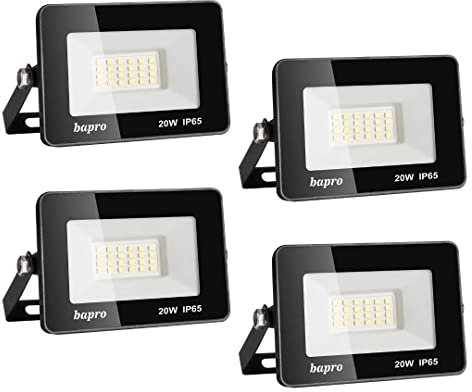 4pcs 20W 2000LM Lumières Extérieures 3500K Projecteur LED Ultra Mince Spot LED Extérieur Projecteur LED Extérieur Blanc Froid Lampe Projecteur IP65 Etanche Câble 0.5M