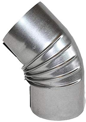FAL 45° Bogen gerippt 120mm Durchmesser Ofenrohr Rauchrohr feueraluminiert Silber
